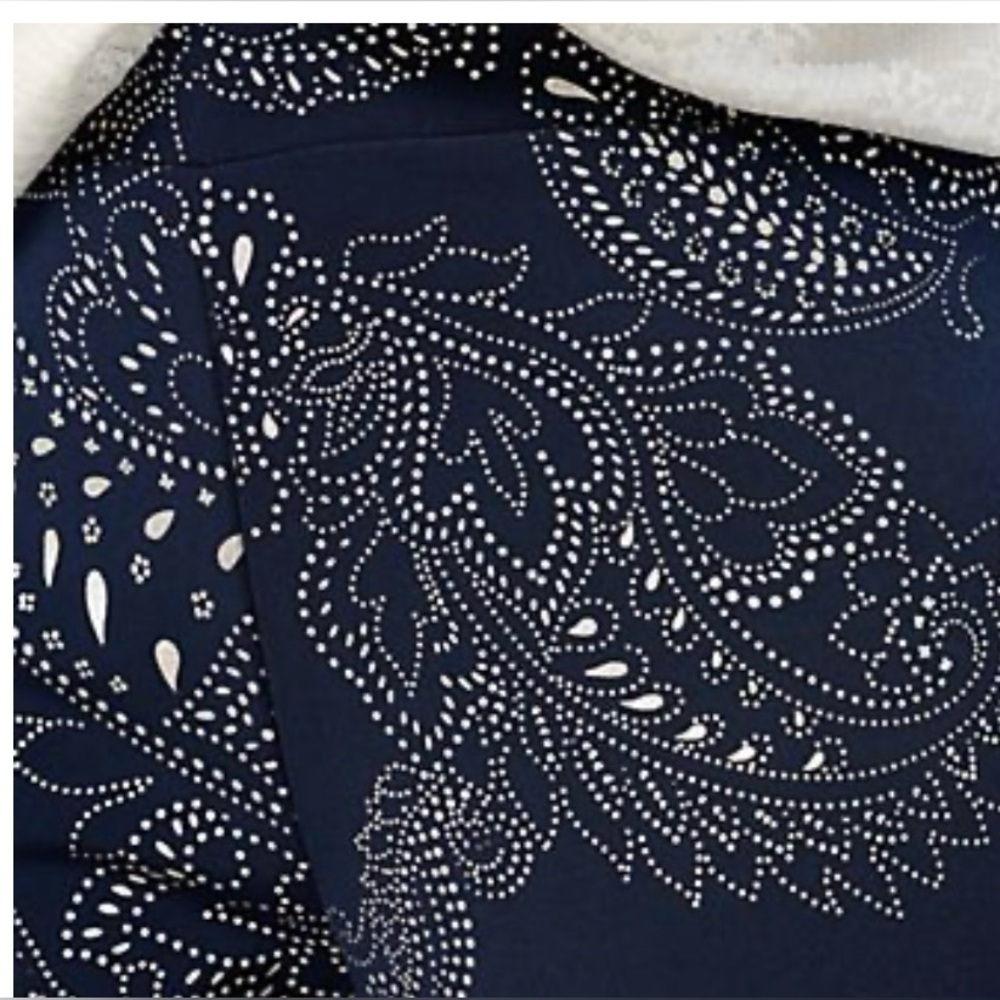 NWOT Susan Graver Liquid Knit Fusion Metallic Gold Foil Print Pants Sz 2x - Picture 5 of 5